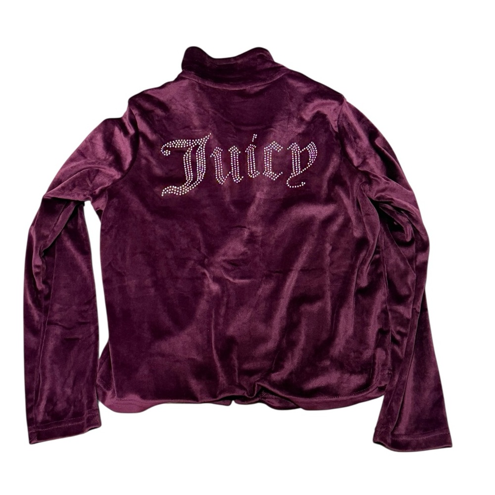 Juicy Couture Girls Plum Velour Pajama Set with Rhinestone Logo - Picture 8 of 8